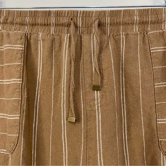 TIME AND TRU Linen Blend Shorts Pockets 4” Brown Stripe Plus Size XXL 20 - Picture 3 of 9